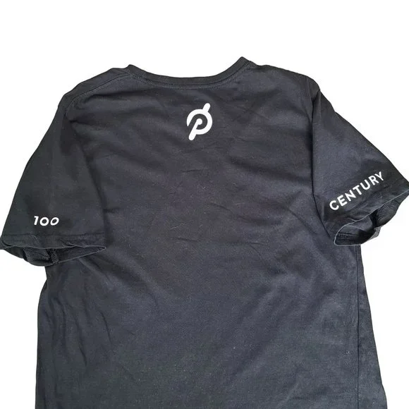 Peloton Shirt Adult Medium Black Short Sleeve Century 100% Cotton Cycling - Picture 2 of 7